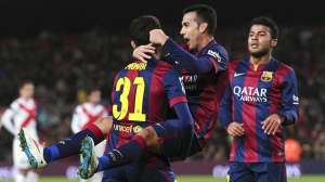 Barça 8-1 Huesca Pedro celebrates goal